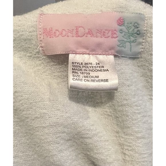 Vintage Moon Dance Robe Mint Green Embroidered Floral Sz Medium Fleece Lined NWT - Picture 9 of 9